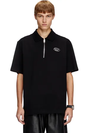 Diesel Zip front polo shirt with laser cut Oval D Polos Man