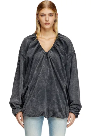 Diesel Gathered sweatshirt with bleached effect Sweaters Woman