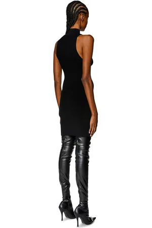 Diesel Short turtleneck dress in ribbed knit Dresses Woman