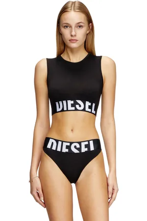 Diesel Cropped tank top with cut-off logo Tops Woman