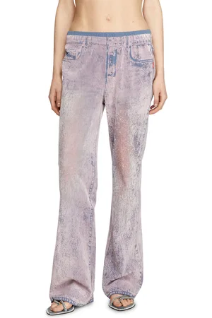 Diesel Wide leg sweat pants with bleach treatment Pants Woman