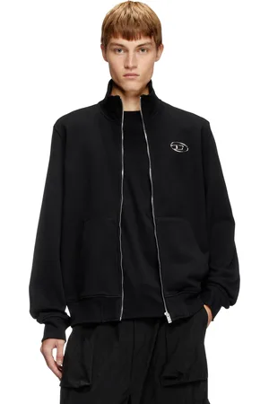 Diesel Zip-up sweatshirt with metallic logo Sweaters Man