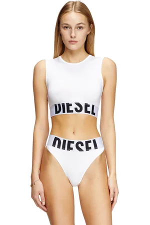 Diesel Cropped tank top with cut-off logo Tops Woman