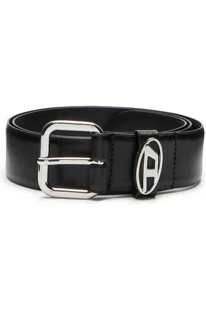 Diesel Logo-plaque embellished leather belt Belts Unisex