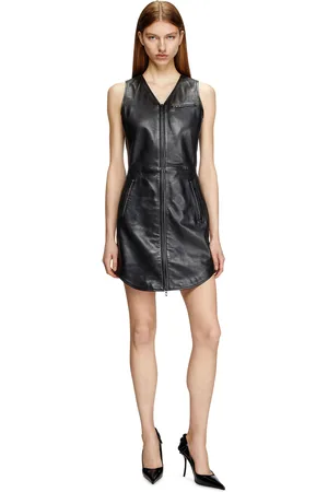 Diesel Short zipped leather dress Dresses Woman