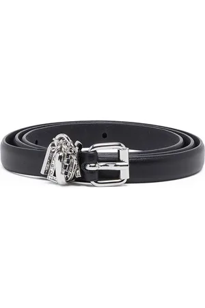 Diesel Leather belt with crystal logo charms Belts Woman