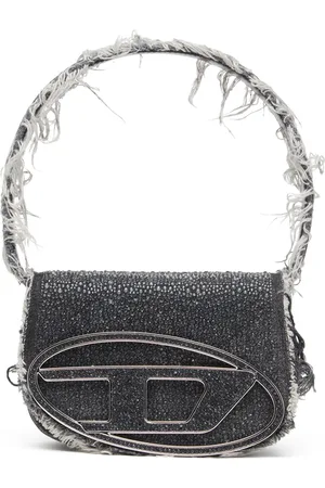 Diesel 1DR-Iconic shoulder bag in denim and crystals Shoulder Bags Woman