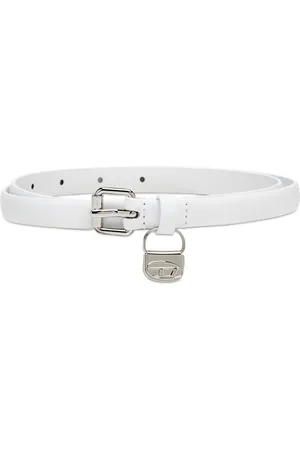 Diesel Slim leather belt with 1DR bag charm Belts Woman