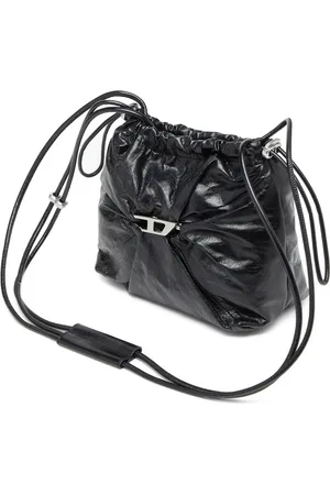 Diesel Scrunch-D-Bucket bag in shiny wrinkled leather Crossbody Bags Woman