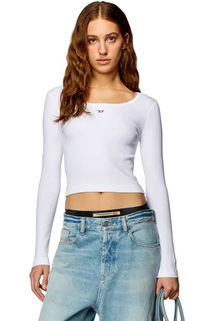 Diesel Long-sleeve top with embroidered D patch T-Shirts Woman