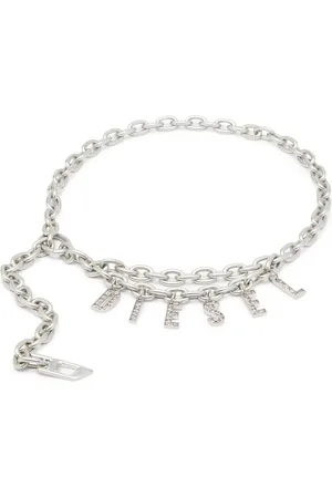 Diesel Chain belt with crystal logo charm Belts Woman