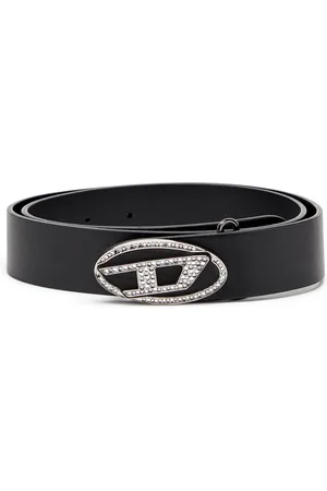 Diesel Leather belt with crystal buckle Belts Woman