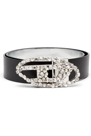 Diesel Reversible leather belt with crystal buckle Belts Woman