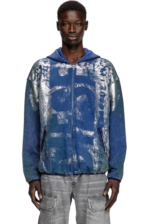 Diesel Zip-up hoodie with distressed effects Sweaters Man
