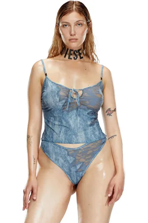 Diesel Sleep cami in microfibre and camo lace Tops Woman