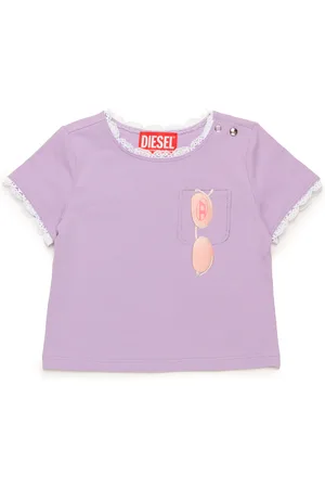 Diesel Lace-trim T-shirt with sunglasses print T-shirts and Tops Woman