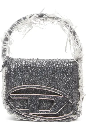 Diesel 1DR XS-Iconic mini bag in denim and crystals Crossbody Bags Woman