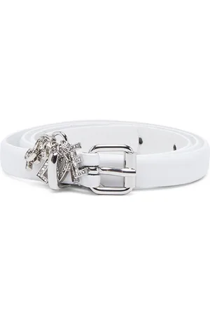 Diesel Leather belt with crystal logo charms Belts Woman