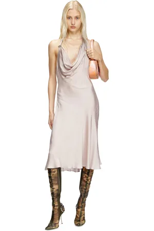 Diesel Bias cut dress with asymmetrical hem Dresses Woman