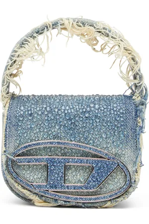 Diesel 1DR XS-Iconic mini bag in denim and crystals Crossbody Bags Woman