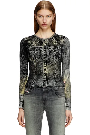 Diesel Long sleeve top with jacket print T-Shirts Woman