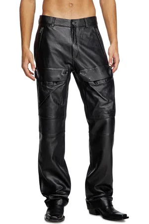 Diesel Leather pants with utility pockets Pants Man
