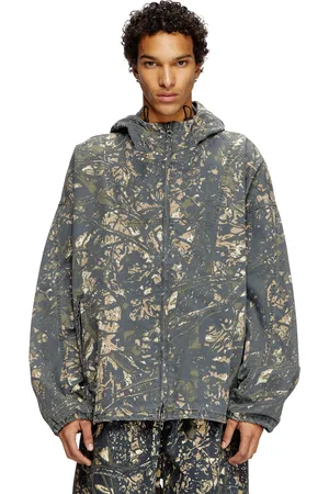 Diesel Hooded jacket with camo print Jackets Man