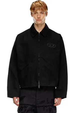 Diesel Denim blouson jacket with bleached logo Jackets Man