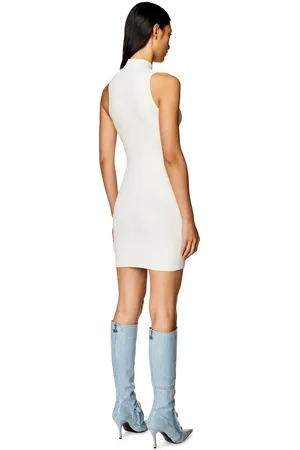 Diesel Short turtleneck dress in ribbed knit Dresses Woman