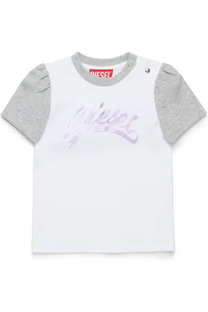 Diesel Colour-block T-shirt with metallic logo T-shirts and Tops Woman