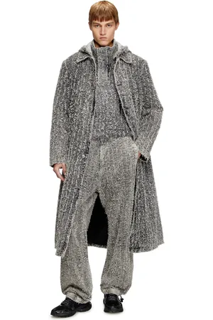 Diesel Hooded coat in bouclé denim Denim Jackets Unisex