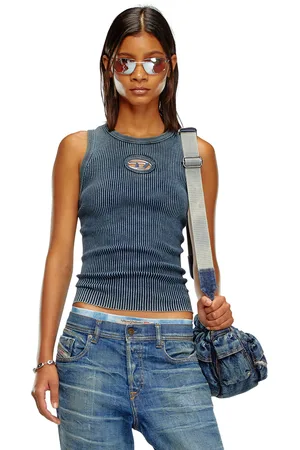 Diesel Rib-knit tank top with Oval D Tops Woman