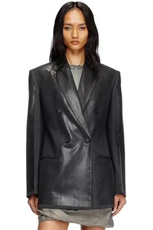 Diesel Double-breasted blazer with coated front Jackets Woman