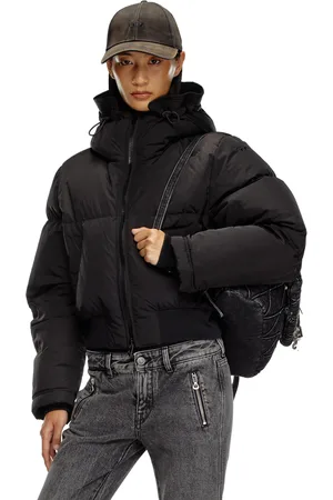 Diesel Hooded down jacket in crinkled nylon Winter Jackets Woman