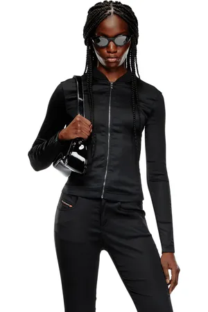 Diesel Rib-knit and stretch satin jacket Jackets Woman