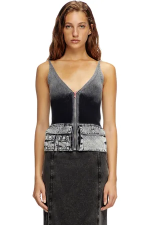 Diesel Knit tank top with denim cargo pockets Tops Woman