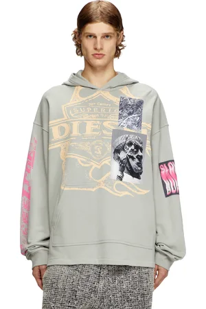 Diesel Hoodie with prints and logo patches Sweaters Man