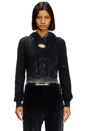 Diesel Faded cut-out hoodie with metal logo Sweaters Woman