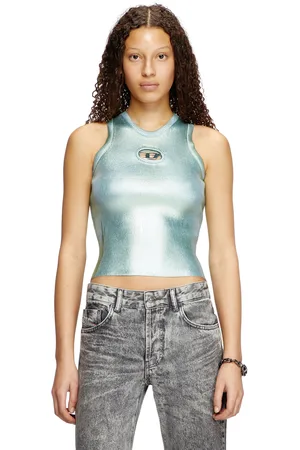 Diesel Tank top in metallic ribbed knit Tops Woman