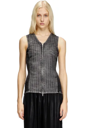 Diesel Zipped top in denim and corduroy Tops Woman