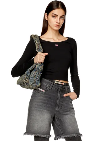 Diesel Long-sleeve top with embroidered D patch T-Shirts Woman
