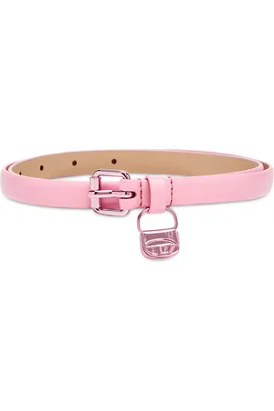 Diesel Slim leather belt with 1DR bag charm Belts Woman