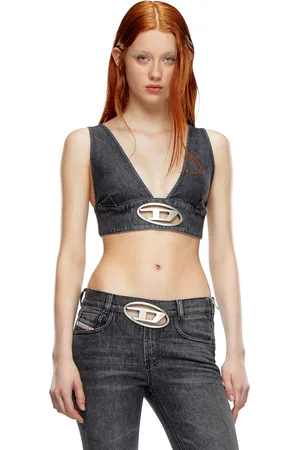 Diesel Denim bra top with Oval D plaque Tops Woman