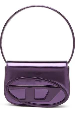 Diesel 1DR-Iconic shoulder bag in mirrored leather Shoulder Bags Woman