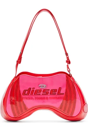 Diesel Play-Glossy shoulder bag with biker details Shoulder Bags Woman