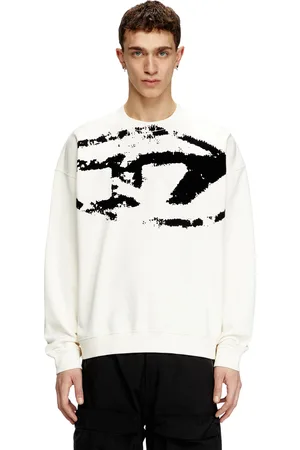 Diesel Sweatshirt with distressed flocked logo Sweaters Man