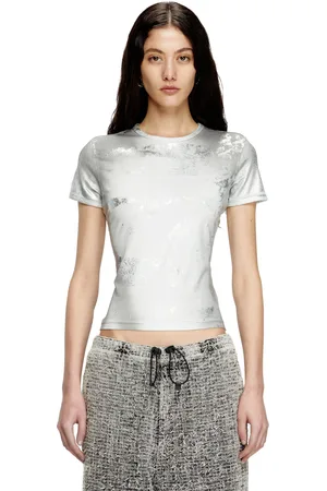 Diesel Logo T-shirt with metallic effects T-Shirts Woman