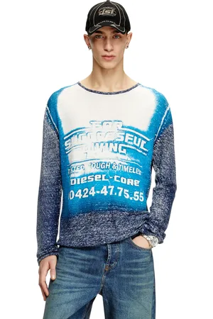Diesel Linen jumper with logo graphic Knitwear Man