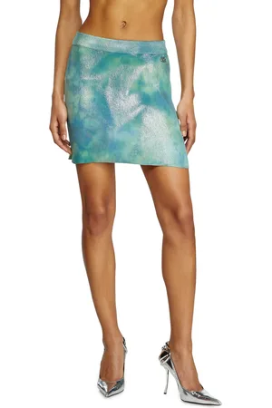 Diesel Metallic solarised ribbed-knit mini skirt Skirts Woman
