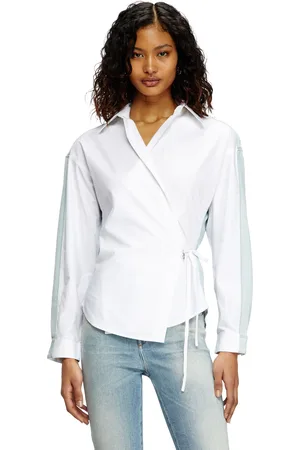 Diesel Wrap shirt in poplin and denim Shirts Woman